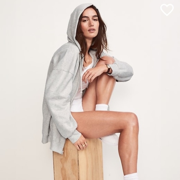 NWT OLD NAVY So Comfy Oversized Zip Hoodie Color LIGHT HEATHER GREY Size Large - Picture 4 of 7